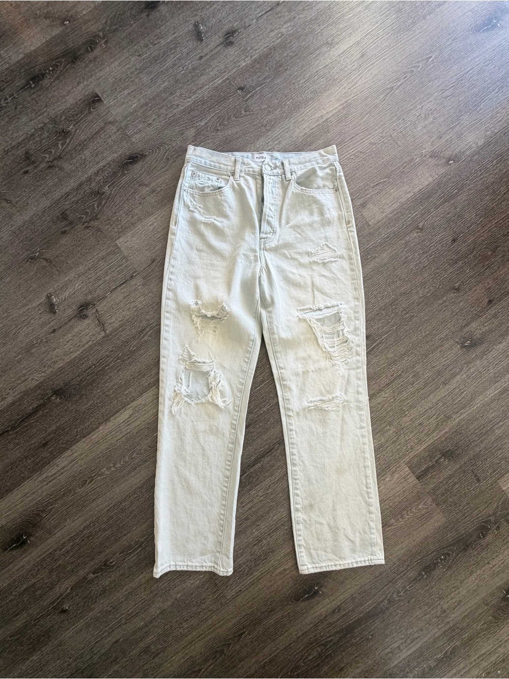pistola Light Wash Distressed Boyfriend Jeans
